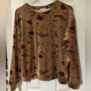 Stitch & Pine Brown Graphic Western Sweatshirt